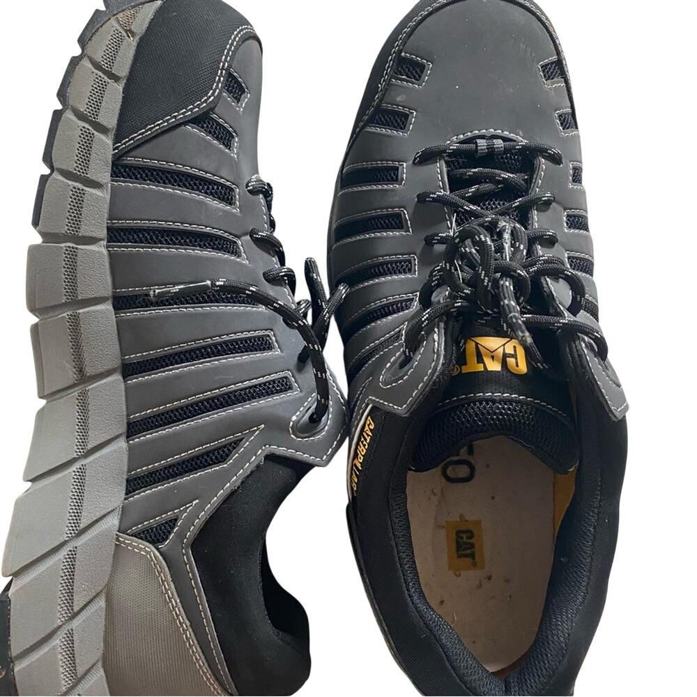 Caterpillar Black and Gray Men's Work Boots - Lace-Up Safety Shoes